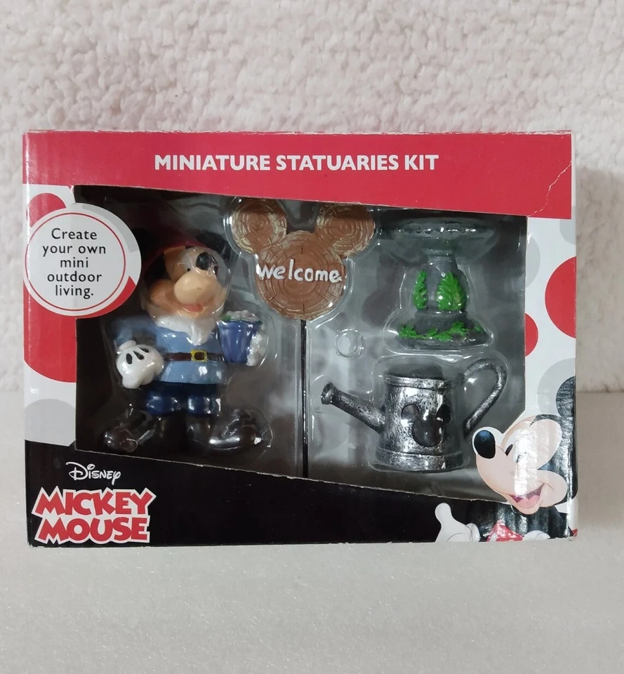 Disney Mickey Mouse 4 PC Miniature Statuaries Garden Fairy Kit Mini Statuary
