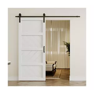36”×84” Sliding Barn Door, Paneled Wood Wave Barn Door,Hardware - Picture 1 of 7