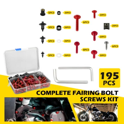 Red Complete Screws Fairing Kit Bolts Body Hardware Shell Universal Motorcycle - Image 1 of 4