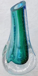 Vintage Mid Century Modern Murano Signed Art Glass Paperweight Vase 10" - Picture 1 of 9