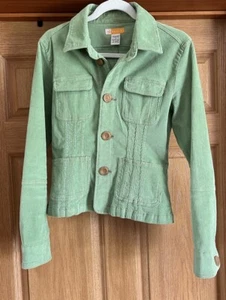 ANTHROPOLOGIE Tulle Lime Green Corduroy Button Jacket Women’s XL - Picture 1 of 13