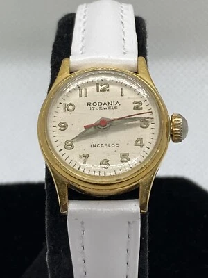 Ladies Rodania Incabloc Mechanical Watch Tested & Working New Leather Band - Image 1 of 4