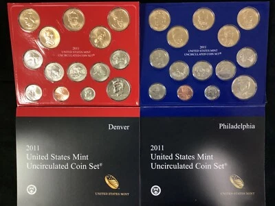 2011 US Mint 28 Coin Set UNCIRCULATED Philadelphia and Denver Mints (1 P&D) - Image 1 of 4