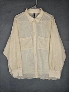 Blusa para mujer Anthropologie Pilcro marfil lentejuelas abotonadas talla 2X - Imagen 1 de 7