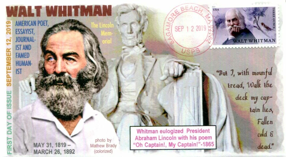 COVERSCAPE computer generated "Three Ounce" Poet Walt Whitman 2019 U/O fdc - Image 1 of 1