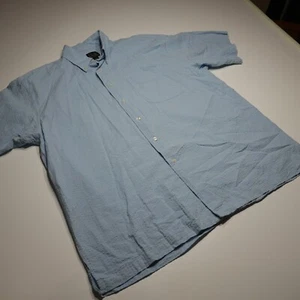 Jos. A. Bank Button Down Shirt Sz Large Light Blue All Cotton Seersucker Modern - Picture 1 of 12