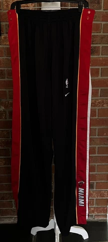 Vtg Miami Heat Nike NBA Authentics Pants M Used Black Crimson Breakaway Striped Cover