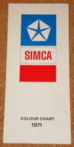 Coches SIMCA - Reino Unido 1971 carta de colores - 12 colores - Imagen 1 de 1