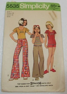 Simplicity 5535 Sewing Pattern Girl's Shirt, Shorts, & Pants Sz. 7 Vintage - Picture 1 of 5