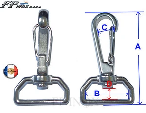 Mousqueton Sangle Emerillon ( Lot de 2 ) inox 316 Pour sangle 25mm - Picture 1 of 2