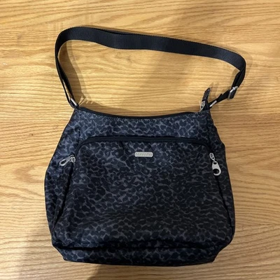 Bolsa tiracolo Baggallini bolsa de mão estampa de leopardo vários bolsos com zíper - Imagem 1 de 4