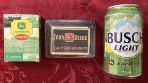 Lot of John Deere Memorabilia Paperweight Playing Cards Busch Light Beer Can - Picture 1 of 1