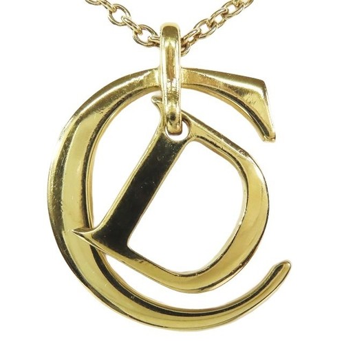 Collana Dior CD grande logo ciondolo superiore catena oro ottima