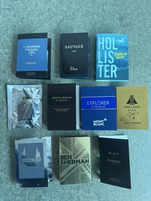🆕Joblot 10 Designer Mens High End Perfume Vials Bleu De Chanel Sauvage Elixir