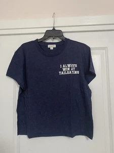 Wildfox Tailgate Cropped Navy Blue Tee NWT Large - Picture 1 of 5
