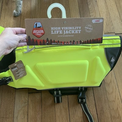 New With Tags Arcadia Trail LARGE Pet Life Jacket High Visibility Yellow BUCKLE - Image 1 of 4