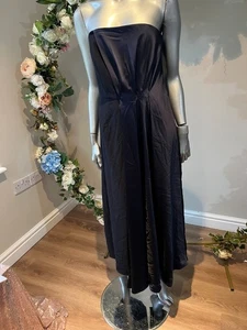 Vestido midi TED BAKER para mujer TB 2 UK 10 Viru azul marino detalle drapeado sin tirantes NUEVO - Imagen 1 de 20