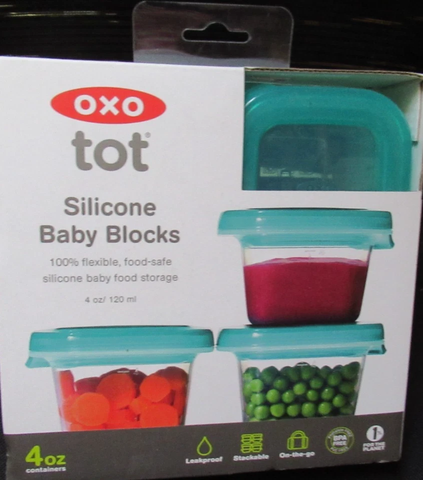 OXO TOT SILICONA BLOQUES BEBÉ CONTENEDORES DE ALMACENAMIENTO (4) - 4 OZ. CADA UNO *NIP* Foto 1 de 1
