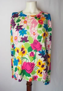 J. Crew Merinowolle Pullover Rundhalspullover bunt Blumenmuster M - Bild 1 von 8