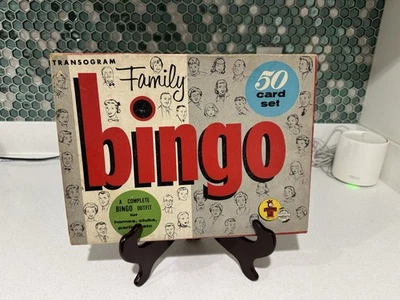 VINTAGE TRANSOGRAM FAMILY BINGO BOARD GAME 1956 COMPLETE - Image 1 of 4