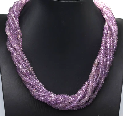 Collana vintage anni '80 Italia di ametista naturale chiusura in argento 925 - Immagine 1 di 4