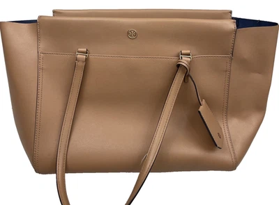 Bolso de Mano/Bolso de Hombro de Diseñador Expandible de Cuero de Lujo TORY BURCH Tostado Foto 1 de 4