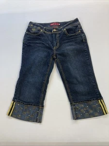 JUNIOR SIZE 8 CAPRIS WITH RHINESTONES On Cuffed Legs BY JENNY JO Jeans - Picture 1 of 18
