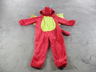 Disfraz de Dragón Mono Niños Pequeños 2T 3T Rojo Felpa Con Capucha Alas Cola Halloween Foto 1 de 4