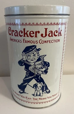 VTG 1980 Cracker Jack 8" Tin Canister Replica of Early 1900s - Image 1 of 4