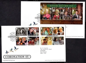 GB - 2020 Coronation Street Set + MS su 2 copertine primo giorno - Foto 1 di 2