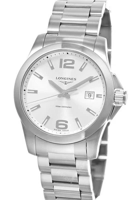 Reloj para hombre Longines Conquest cuarzo rayos de sol esfera plateada 41 mm L37594766 Foto 1 de 4