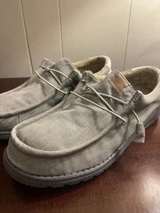 Men's Hey Dude Wally Washed Canvas Charcoal US Size 10 - Imagen 1 de 11