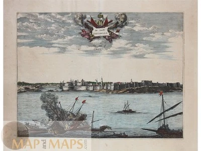 De Stadt Tripolis, Tripoli Libya engraving Van der Aa 1725 - Image 1 of 3