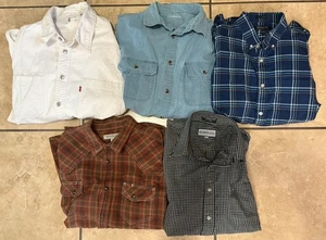 5 Western/casual L Men’s Shirts lot Levis Banana Republic Croft Barrow Ranchwear - Picture 1 of 9