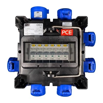 32A 3 Pin Plug to 6 x 16A 3 Pin Sockets With MCBs 230V | PCE Power Distribution - Image 1 of 4