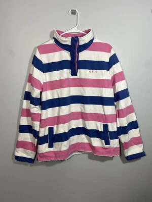 Animal Organic Cotton Pink Blue White Striped Pullover Women’s 16 (XL)Sweatshirt - Image 1 of 4