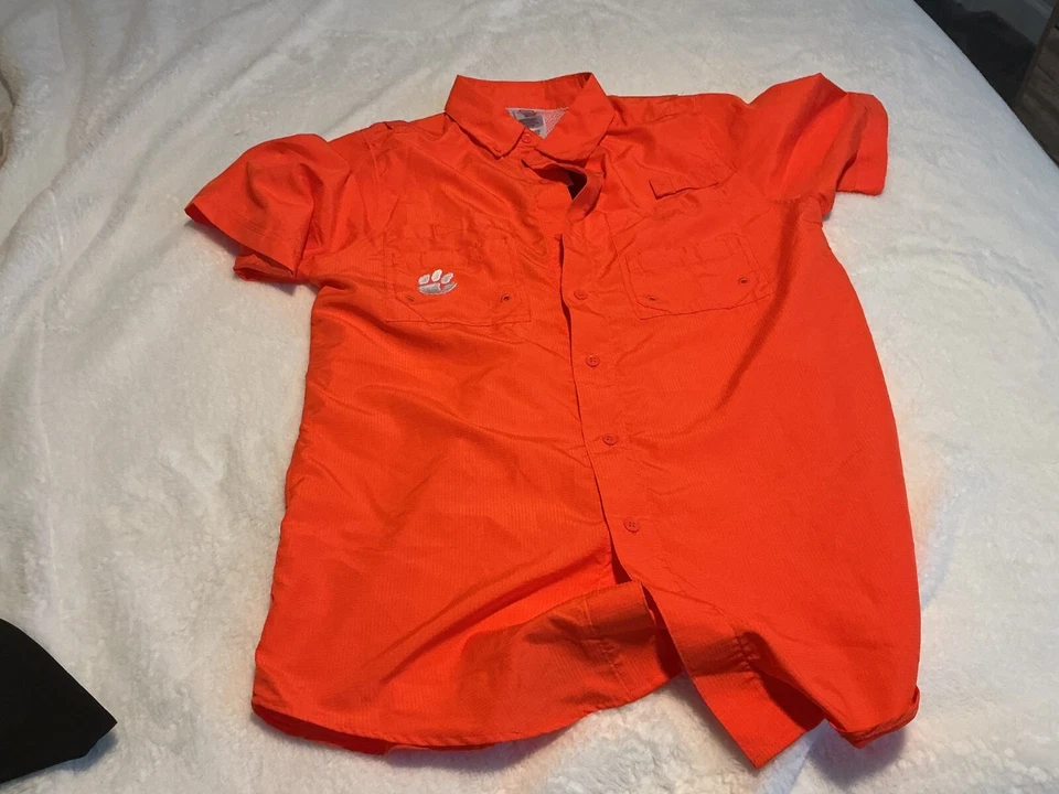 Clemson University Vented Short Sleeve Button Shirt Down Youth 34/36 - Image 1 of 3