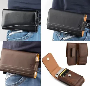 iPhone 12 (6.1") - Leather Belt Clip Pouch Holster Card Pocket Holder Case Cover - Picture 1 of 56