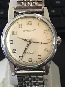 Vintage Towncraft 34mm 17 Jewel Manual Wind Mens Watch for Repair(#1819) - Picture 1 of 10