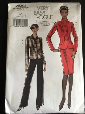 Pattern Vogue V8302, misses’ suit, jacket, skirt and pants, Sz 6-12 - Image 1 of 3