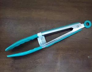 Mainstays 9" Silicon & Stainless Steel Locking Tongs, to 400°, Teal Island - Picture 1 of 4