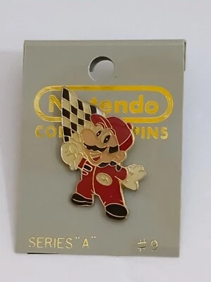 1989 Nintendo NES Pins Series A #9 Vintage Enamel Pin  Mario Kart Finish Line - Image 1 of 2