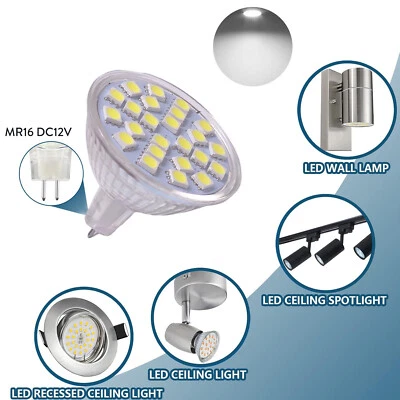 6W MR16 DC12V LED Spotlight Bulb Cool White 6000K 5050 SMD Glass Shell Lamp BC - Image 1 of 4