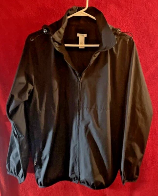 Izod Jacket Womens Medium Black Windbreaker XFG Hooded Full Zip - Image 1 of 4