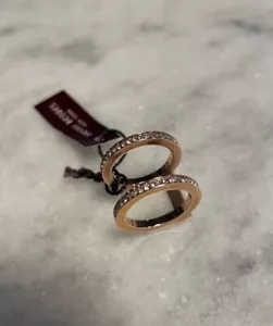 Henri Bendel Rose Gold Linked Puzzle Ring with Clear Crystals - Size 5.25 - NWT - Picture 1 of 4