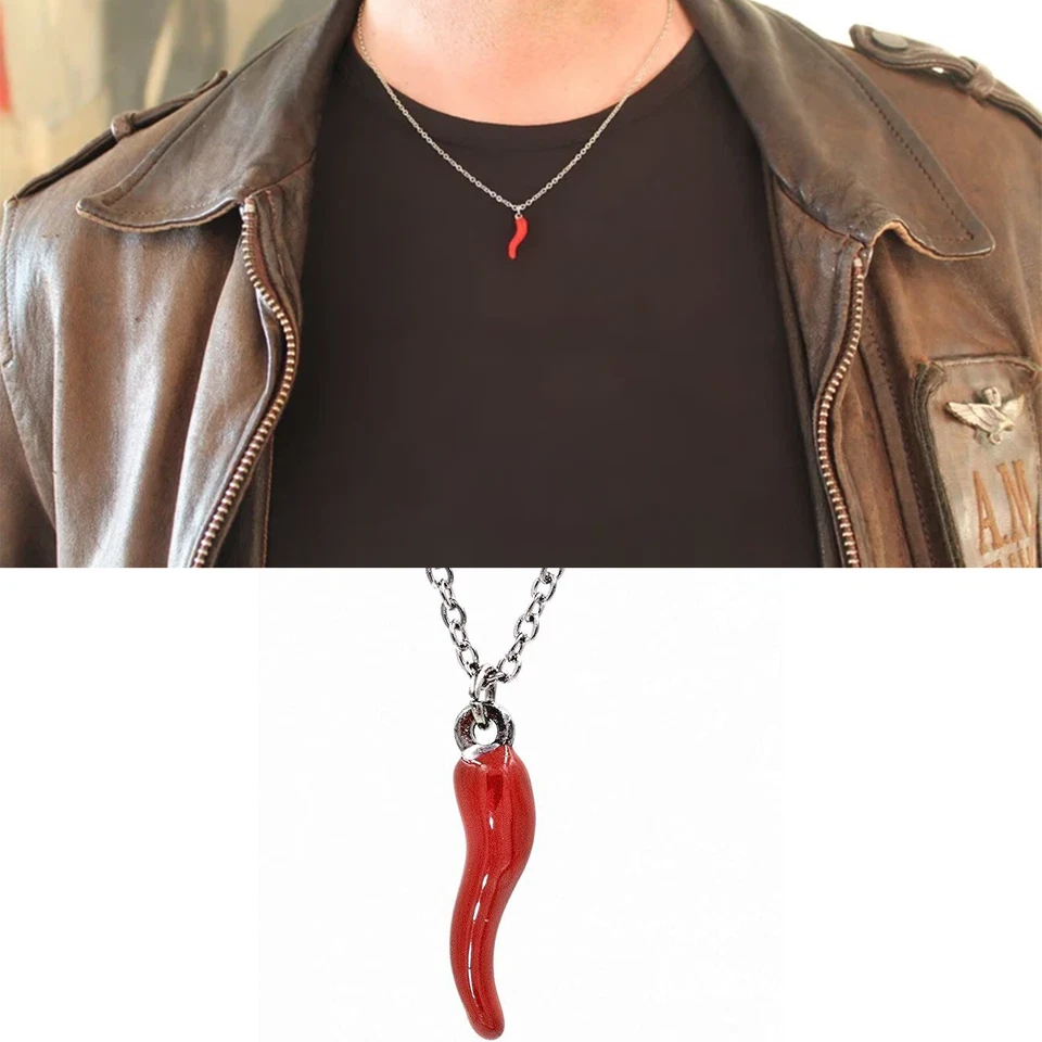 Collana corno rosso in ACCIAIO INOX Portafortuna con cornetto argento Uomo Donna - Immagine 1 di 4