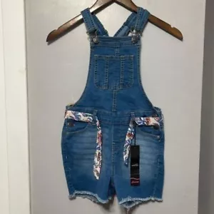 Lee Blue Denim Stretch Shortall Overall Shorts Girls 6x - Picture 1 of 5