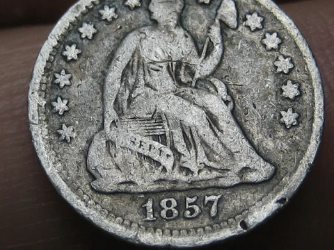 1857 P Seated Liberty Half Dime- Fine Details Cover