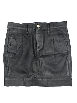Earnest Sewn Black Pleated Faux Leather Denim Mini Skirt Bella 235 | Size 27 - Imagem 1 de 4