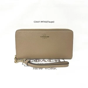 Coach Long Zip Around Wallet Wristlet In Beige TAUPE C3441 NWT $298 - Picture 1 of 3